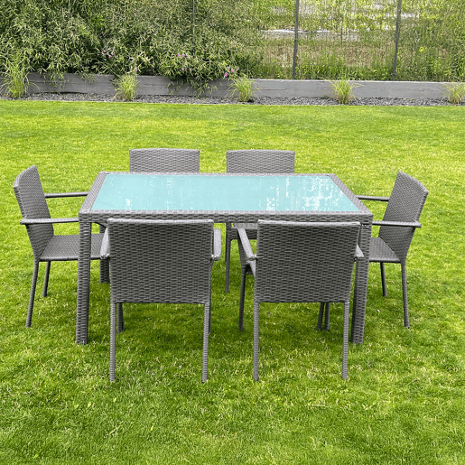 Conjunto de mesa e cadeiras de jardim de 6 lugares Rio Grey Conjunto de mesa e cadeiras de jardim de 6 lugares Rio Grey