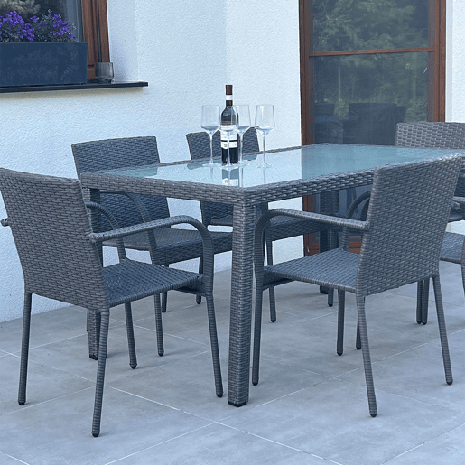Conjunto de mesa e cadeiras de jardim de 6 lugares Rio Grey Conjunto de mesa e cadeiras de jardim de 6 lugares Rio Grey