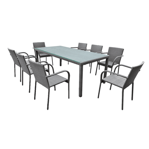 Conjunto de mesa e cadeiras de jardim de 8 lugares Rio Grey Conjunto de mesa e cadeiras de jardim de 8 lugares Rio Grey