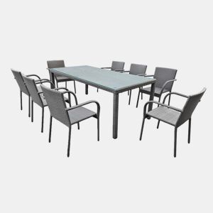 Conjunto de mesa e cadeiras de jardim de 8 lugares Rio Grey