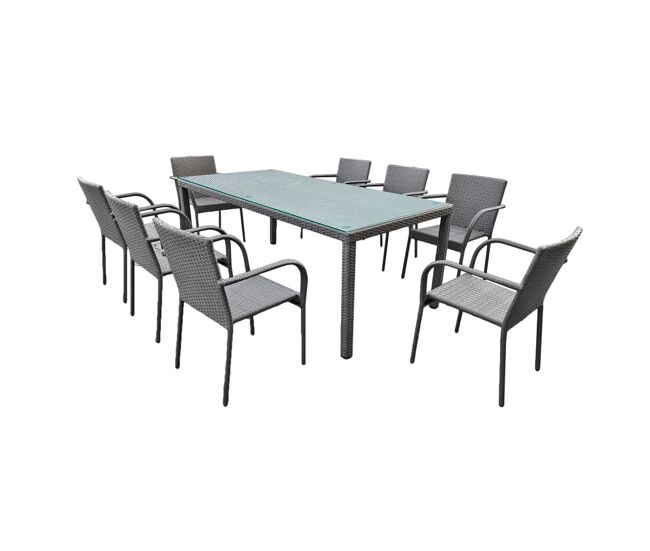 Conjunto de mesa y sillas de jardín 8 plazas rio grey