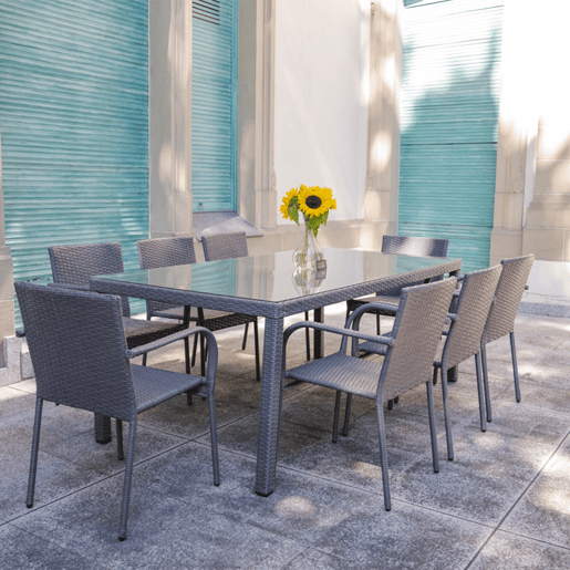 Conjunto de mesa e cadeiras de jardim de 8 lugares Rio Grey Conjunto de mesa e cadeiras de jardim de 8 lugares Rio Grey