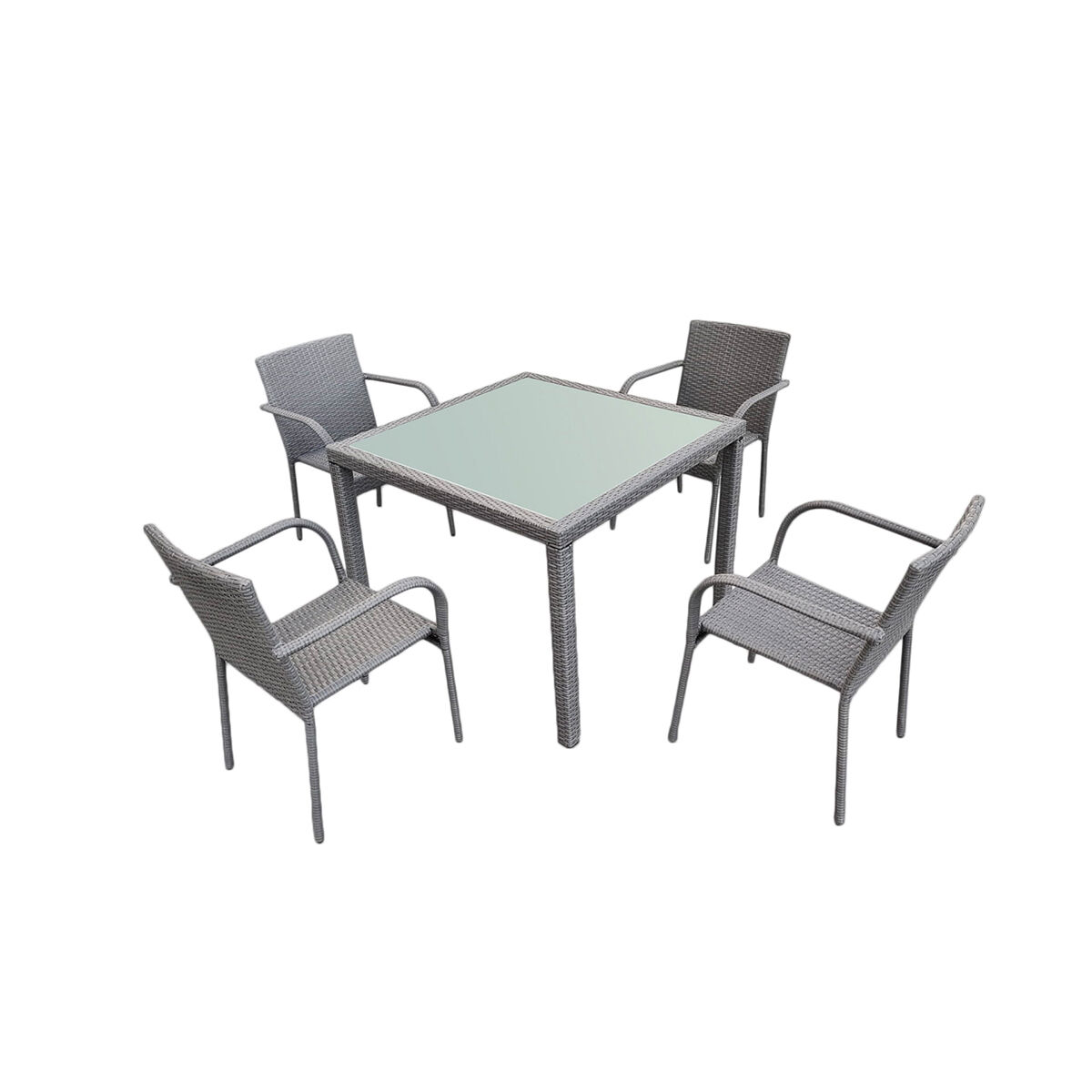 Conjunto de mesa y sillas de jardín 4 personas rio gris