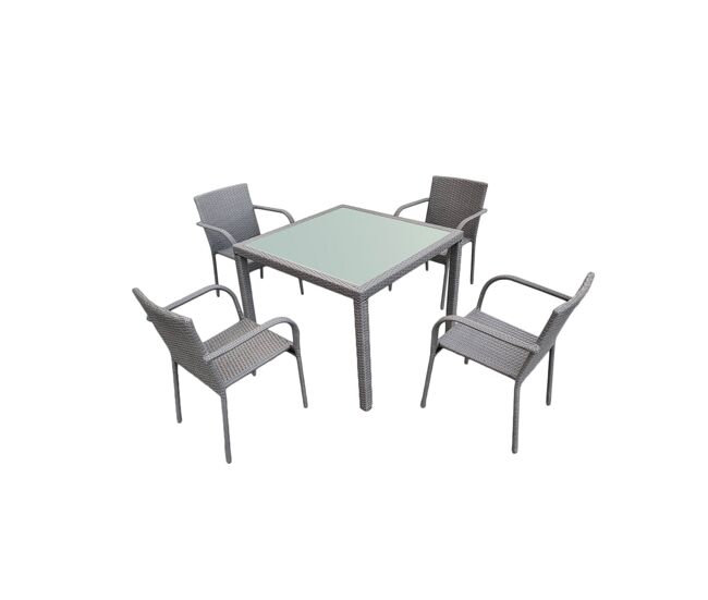 Conjunto de mesa y sillas de jardín 4 personas rio gris