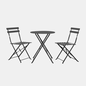 Conjunto de mesa e cadeiras de jardim Lisboa para 2 pessoas Preto