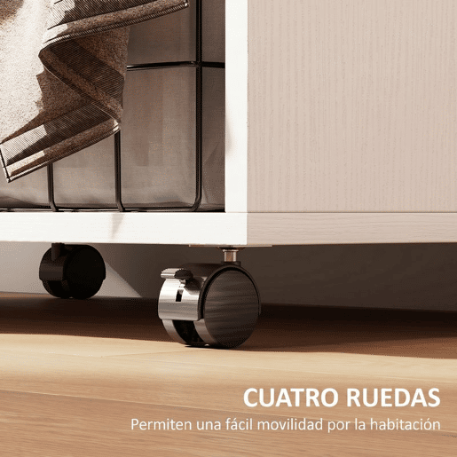 HOMCOM Roupeiro com Rodas, Cortina, Barra de Pendurar e 2 Compartimentos, Organizador de Roupa para Quarto, 60x40x128 cm, Branco HOMCOM Roupeiro com Rodas, Cortina, Barra de Pendurar e 2 Compartimentos, Organizador de Roupa para Quarto, 60x40x128 cm, Branco