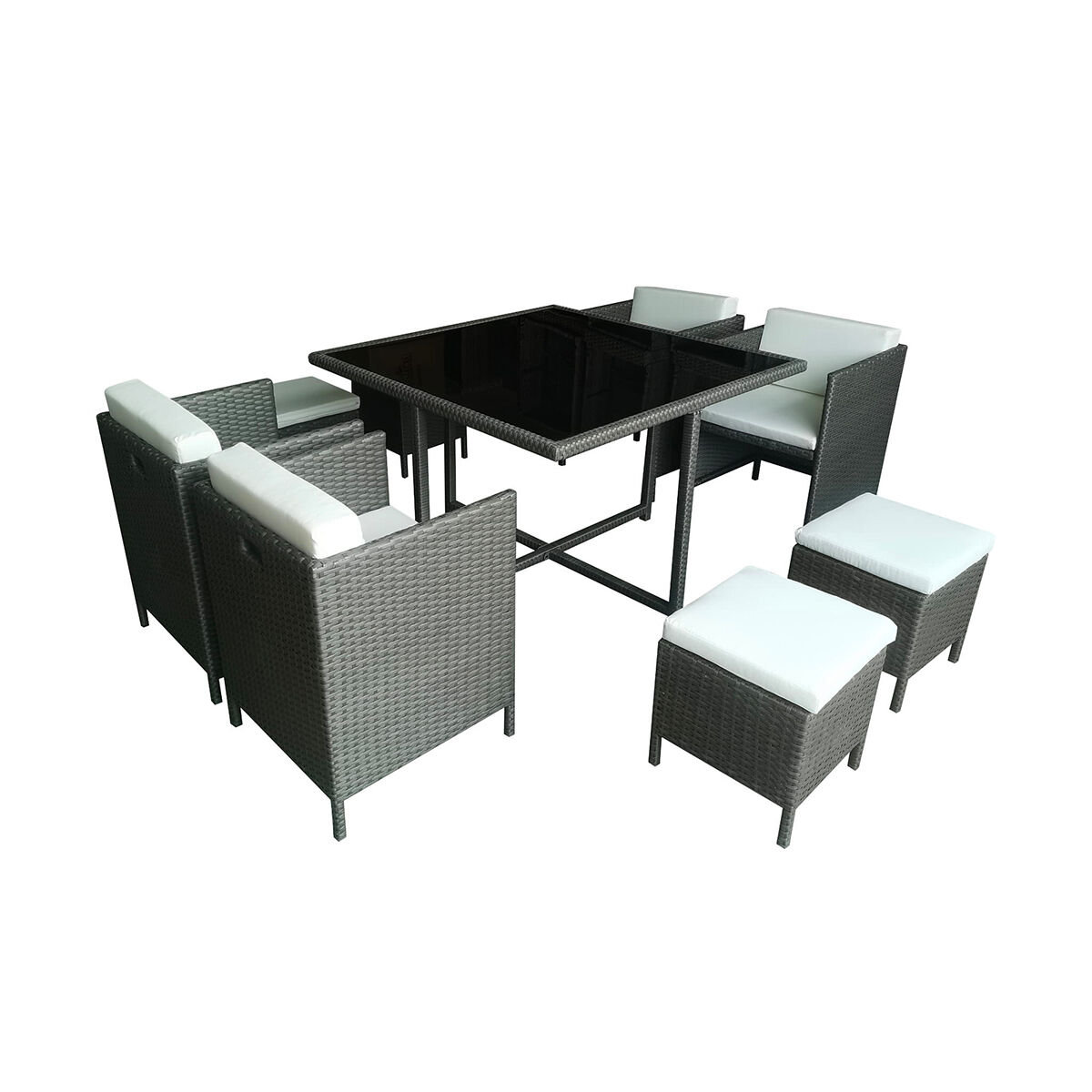 Conjunto de mesa y sillas de jardín barcelona gris para 8 personas