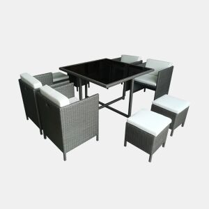 Conjunto de mesa e cadeiras de jardim cinzentas Barcelona para 8 pessoas
