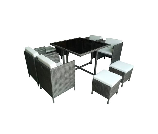 Conjunto de mesa y sillas de jardín barcelona gris para 8 personas