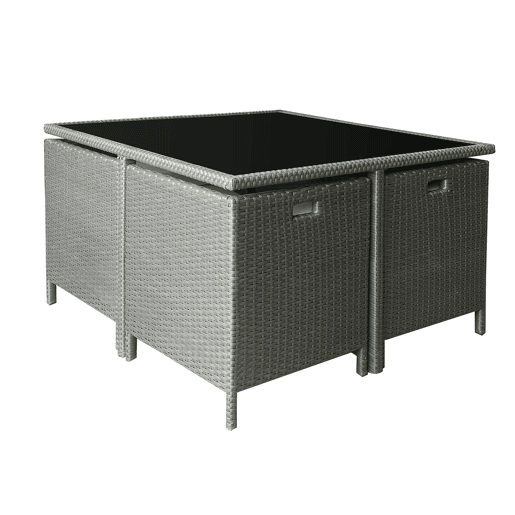 Conjunto de mesa e cadeiras de jardim cinzentas Barcelona para 8 pessoas Conjunto de mesa e cadeiras de jardim cinzentas Barcelona para 8 pessoas