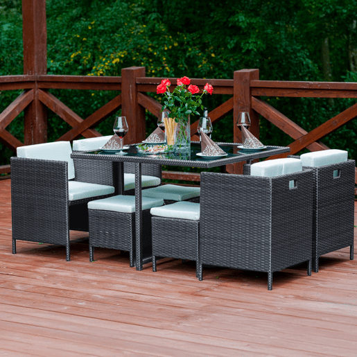Conjunto de mesa e cadeiras de jardim cinzentas Barcelona para 8 pessoas Conjunto de mesa e cadeiras de jardim cinzentas Barcelona para 8 pessoas
