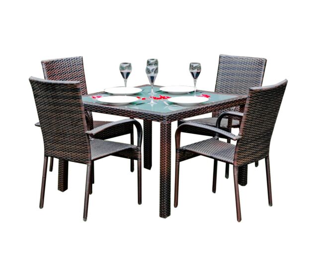 Conjunto de mesa y sillas de jardín 4 personas rio marrón