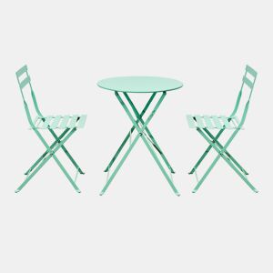 Conjunto de mesa e cadeiras de jardim de 2 lugares Lisboa Verde Hortelã