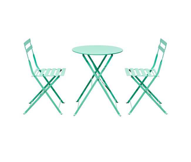 Conjunto de mesa y sillas de jardín 2 plazas lisboa verde menta