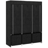 HOMCOM Roupeiro de Tecido com 2 Varões, 5 Prateleiras, 3 Gavetas, Fecho de Correr e Estrutura de Aço para Quarto e Espaços Pequenos 125x43x162,5 cm Preto