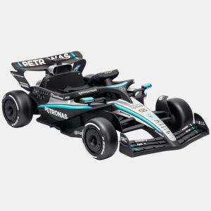 AIYAPLAY Kart Elétrico Infantil Mercedes-AMG PETRONAS F1 12 V com Comando 2,4G, 2 Motores, Suspensão Traseira, Luzes LED, Música, 3-5 Anos, Preto