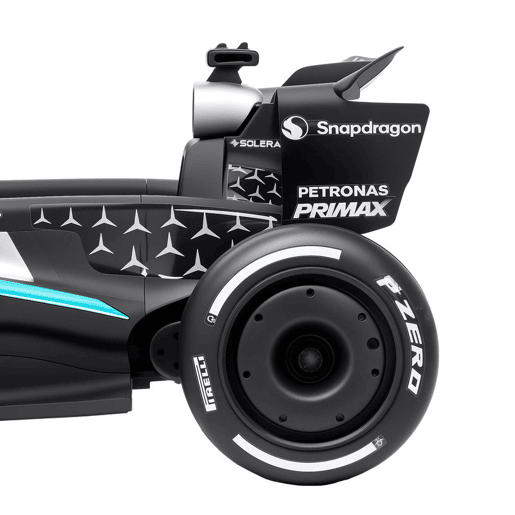 AIYAPLAY Kart Elétrico Infantil Mercedes-AMG PETRONAS F1 12 V com Comando 2,4G, 2 Motores, Suspensão Traseira, Luzes LED, Música, 3-5 Anos, Preto