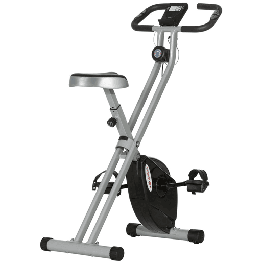 SPORTNOW Bicicleta Estática Dobrável Silenciosa com 8 Níveis de Resistência Magnética, Monitor LCD, Assento Ajustável, Sensor de Pulsação, Suporte para Telemóvel e Rodas, Cinzento SPORTNOW Bicicleta Estática Dobrável Silenciosa com 8 Níveis de Resistência Magnética, Monitor LCD, Assento Ajustável, Sensor de Pulsação, Suporte para Telemóvel e Rodas, Cinzento