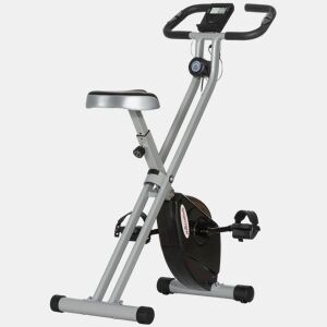 SPORTNOW Bicicleta Estática Dobrável Silenciosa com 8 Níveis de Resistência Magnética, Monitor LCD, Assento Ajustável, Sensor de Pulsação, Suporte para Telemóvel e Rodas, Cinzento