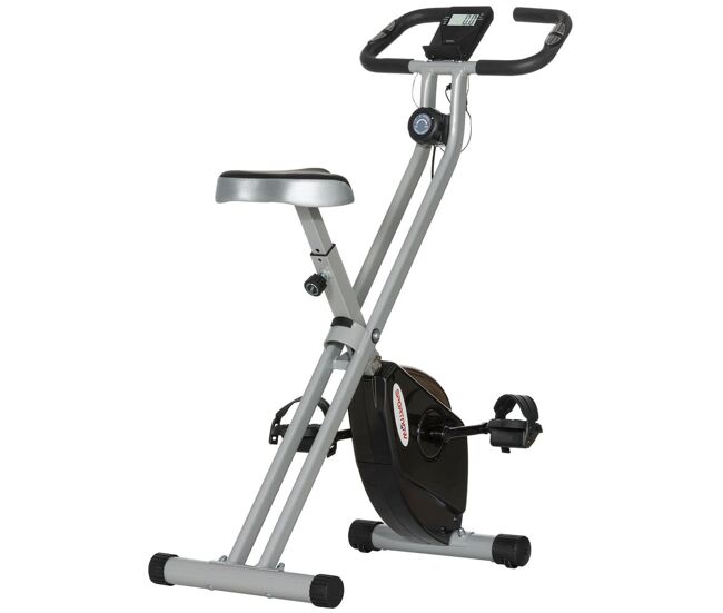 Sportnow bicicleta estática plegable, bicicleta estática casa silenciosa con 8 niveles resistencia magnética, monitor lcd, asiento ajustable, volante,