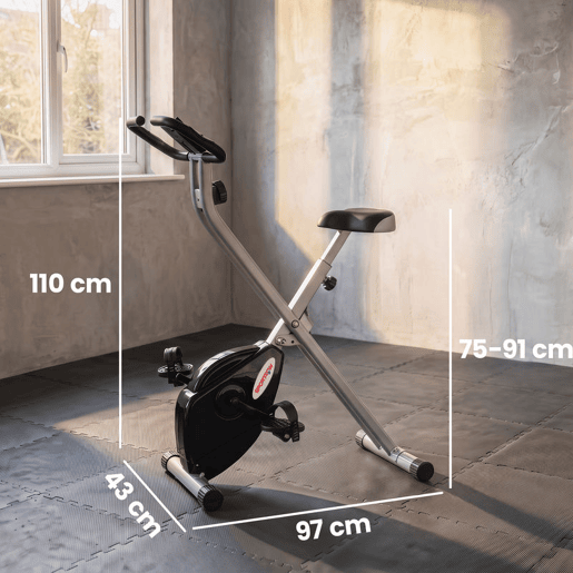 SPORTNOW Bicicleta Estática Dobrável Silenciosa com 8 Níveis de Resistência Magnética, Monitor LCD, Assento Ajustável, Sensor de Pulsação, Suporte para Telemóvel e Rodas, Cinzento SPORTNOW Bicicleta Estática Dobrável Silenciosa com 8 Níveis de Resistência Magnética, Monitor LCD, Assento Ajustável, Sensor de Pulsação, Suporte para Telemóvel e Rodas, Cinzento