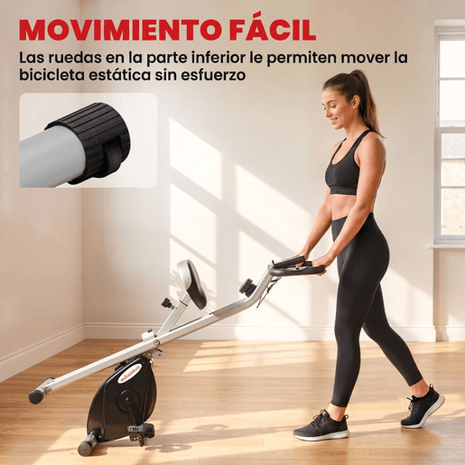 SPORTNOW Bicicleta Estática Dobrável Silenciosa com 8 Níveis de Resistência Magnética, Monitor LCD, Assento Ajustável, Sensor de Pulsação, Suporte para Telemóvel e Rodas, Cinzento SPORTNOW Bicicleta Estática Dobrável Silenciosa com 8 Níveis de Resistência Magnética, Monitor LCD, Assento Ajustável, Sensor de Pulsação, Suporte para Telemóvel e Rodas, Cinzento
