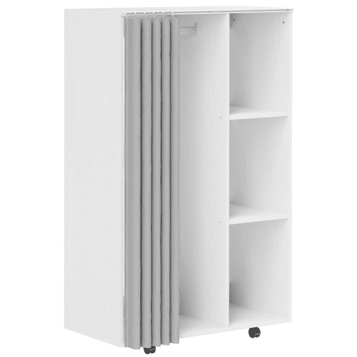 HOMCOM Roupeiro com Rodas e Cortina, Barra para Pendurar Roupa, 3 Prateleiras Abertas, para Quarto, 80x40x128 cm, Branco HOMCOM Roupeiro com Rodas e Cortina, Barra para Pendurar Roupa, 3 Prateleiras Abertas, para Quarto, 80x40x128 cm, Branco