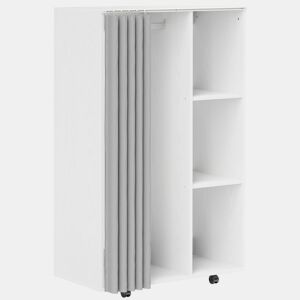 HOMCOM Roupeiro com Rodas e Cortina, Barra para Pendurar Roupa, 3 Prateleiras Abertas, para Quarto, 80x40x128 cm, Branco