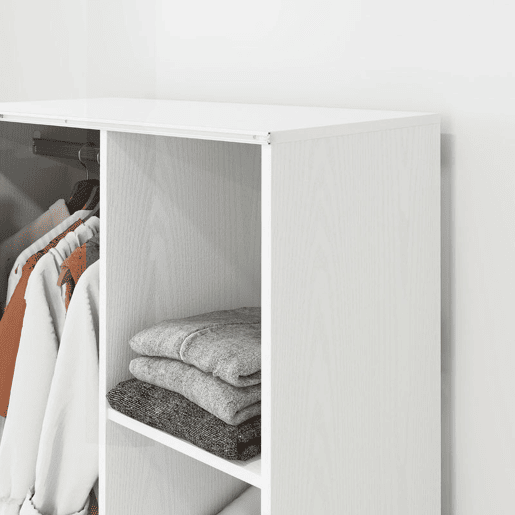 HOMCOM Roupeiro com Rodas e Cortina, Barra para Pendurar Roupa, 3 Prateleiras Abertas, para Quarto, 80x40x128 cm, Branco HOMCOM Roupeiro com Rodas e Cortina, Barra para Pendurar Roupa, 3 Prateleiras Abertas, para Quarto, 80x40x128 cm, Branco