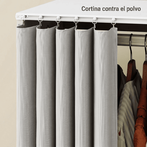 HOMCOM Roupeiro com Rodas e Cortina, Barra para Pendurar Roupa, 3 Prateleiras Abertas, para Quarto, 80x40x128 cm, Branco HOMCOM Roupeiro com Rodas e Cortina, Barra para Pendurar Roupa, 3 Prateleiras Abertas, para Quarto, 80x40x128 cm, Branco