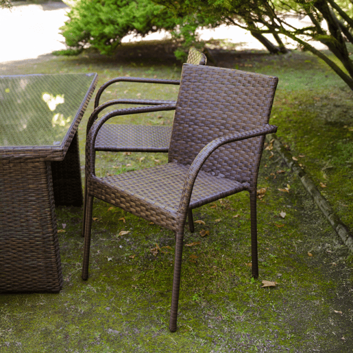 Conjunto de 4 mesas e cadeiras de jardim rectangulares castanhas Rio Conjunto de 4 mesas e cadeiras de jardim rectangulares castanhas Rio