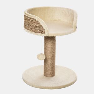 PawHut Arranhador para Gatos Pequeno 49 cm com Poste em Juta, Cama e Bola Pendente, 40x40x49 cm, Bege