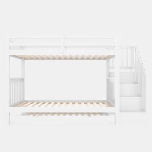 Beliche 90 × 200 cm - escada com prateleiras, cama extraível, grades altas, certificação EN 747-1 - Branco