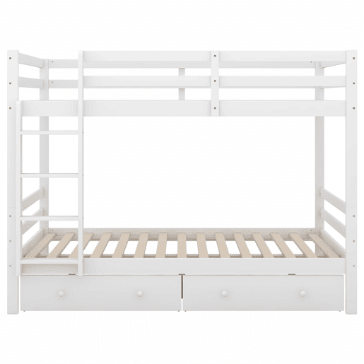 Beliche infantil 140 × 200 cm u2014 gavetas, arrumação e grades altas u2014 Branco Beliche infantil 140 × 200 cm u2014 gavetas, arrumação e grades altas u2014 Branco