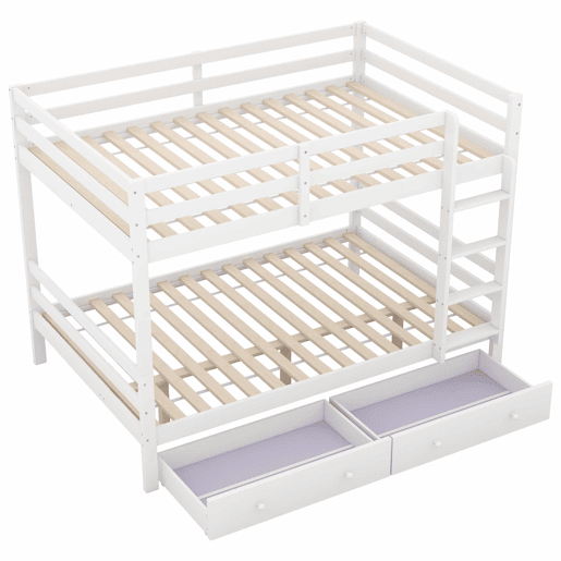Beliche infantil 140 × 200 cm u2014 gavetas, arrumação e grades altas u2014 Branco Beliche infantil 140 × 200 cm u2014 gavetas, arrumação e grades altas u2014 Branco
