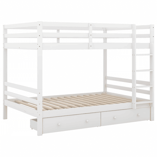 Beliche infantil 140 × 200 cm u2014 gavetas, arrumação e grades altas u2014 Branco Beliche infantil 140 × 200 cm u2014 gavetas, arrumação e grades altas u2014 Branco