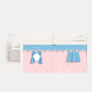 Cama semi-alta 90 × 200 cm - pinho, cortinas opacas, espaço inferior aberto e LED, sem colchão nem clipes - Branco