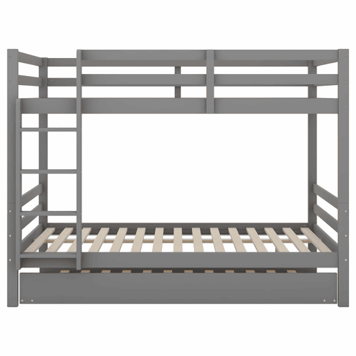 Beliche infantil 140 × 200 cm u2014 cama embutida, grades altas e escada estável u2014 Cinzento