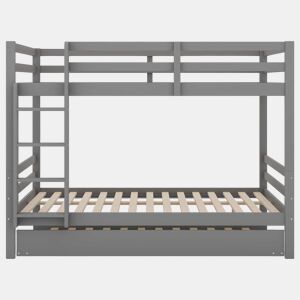 Beliche infantil 140 × 200 cm u2014 cama embutida, grades altas e escada estável u2014 Cinzento