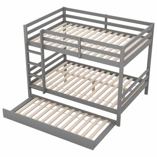 Beliche infantil 140 × 200 cm u2014 cama embutida, grades altas e escada estável u2014 Cinzento