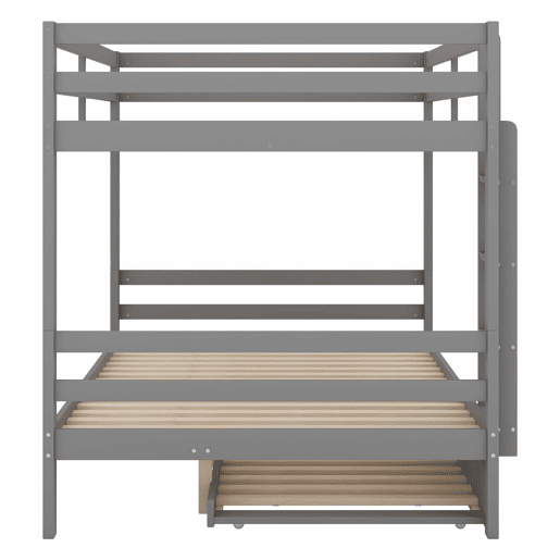 Beliche infantil 140 × 200 cm u2014 cama embutida, grades altas e escada estável u2014 Cinzento