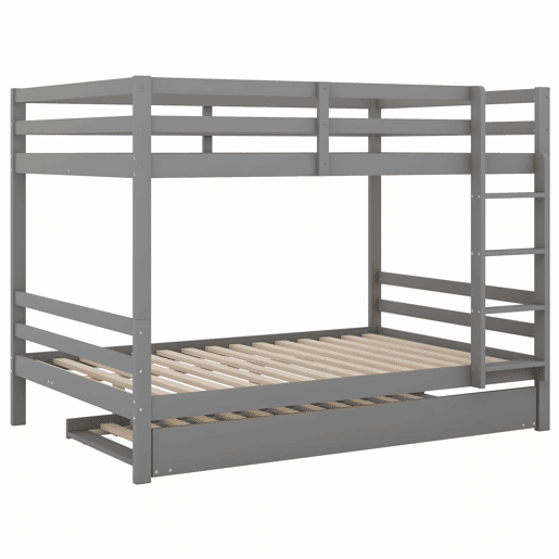 Beliche infantil 140 × 200 cm u2014 cama embutida, grades altas e escada estável u2014 Cinzento