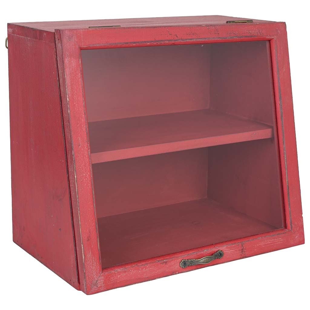 Vitrina de madera roja 40x25x35h cm