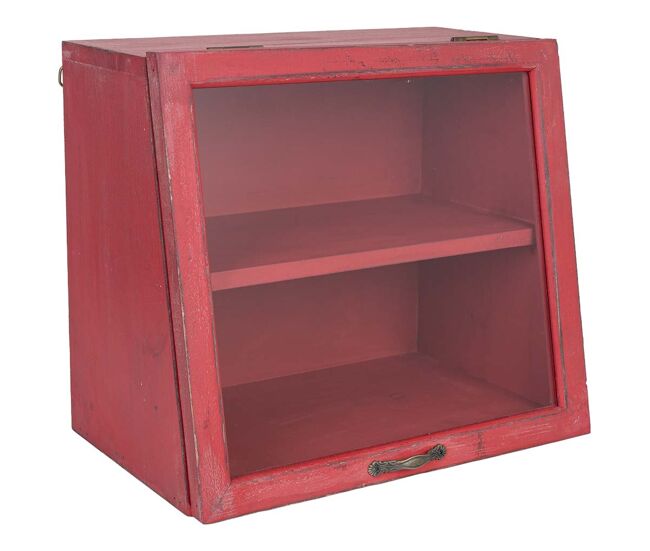 Vitrina de madera roja 40x25x35h cm
