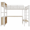 Cama alta 90 x 200 cm u2013 mesa, cabideiro, prateleiras e arrumação, sem colchão u2013 branca