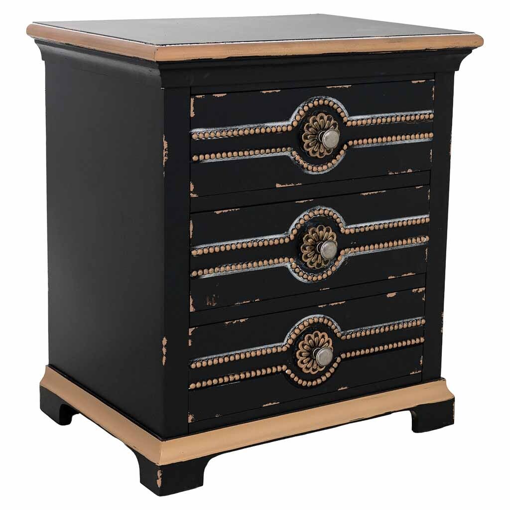 Mesita de noche de madera negra 52x38x59h cm