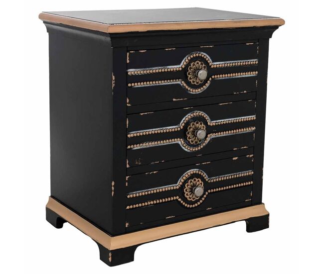 Mesita de noche de madera negra 52x38x59h cm