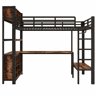 Cama alta 90 x 200 cm u2013 secretária, cabideiro e arrumação, sem colchão u2013 preta