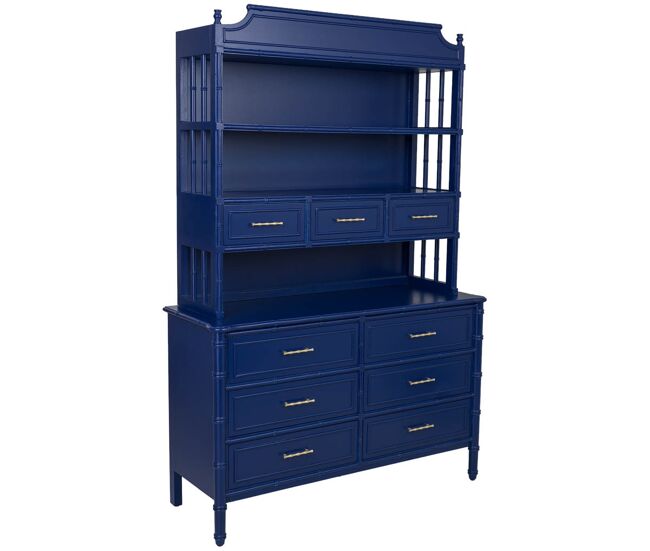 Estanteria de madera azul 129x48x193h cm