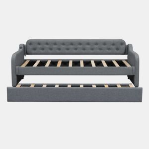 Sofá-cama 90 × 200 cm - cama extra extraível e porta USB - Cinzento